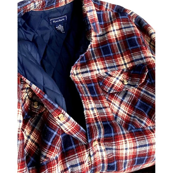 Vintage Ryan Keith Mens Quilted Flannel Button Up Shirt Red Sz:M. 90’s Grunge - Picture 3 of 9